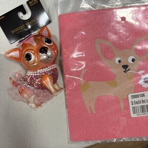Adorable Chihuahua Figurine & Swedish sponge cloth NWT